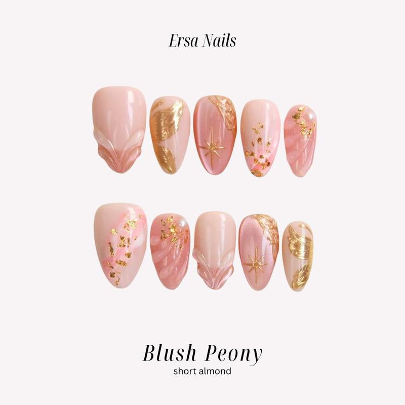 Ersanails Valentine’s Day Press-On Nails Set (10PCS) - Handmade Reusable Acrylic Nails, Salon-Quality Glossy Design