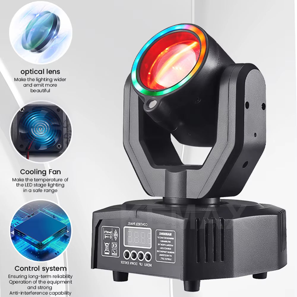 Lyre Beam 32W Mini Moving Head Light - DMX512 RGBW 4-in-1 Strobe for Party, Show, Club