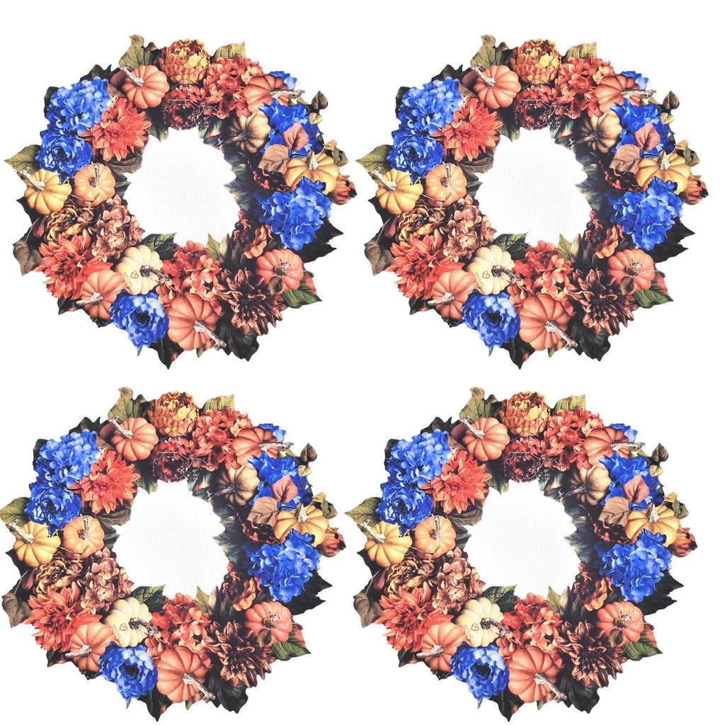 Maison Charlô - Set of 4 Waterproof Placemats Thanksgiving Pumpkin Wreath