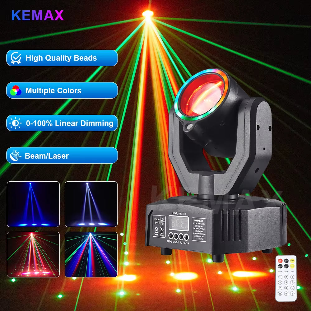 Lyre Beam 32W Mini Moving Head Light - DMX512 RGBW 4-in-1 Strobe for Party, Show, Club