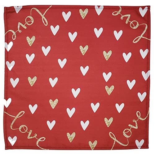 Charlo's Cloth Napkins Set of 4 Red Love Heart 16" by 16" - Red