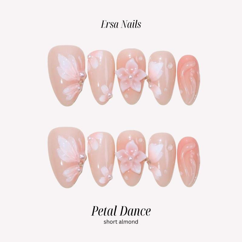 Ersanails Valentine’s Day Press-On Nails Set (10PCS) - Handmade Reusable Acrylic Nails, Salon-Quality Glossy Design