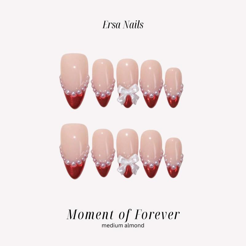 Ersanails Valentine’s Day Press-On Nails Set (10PCS) - Handmade Reusable Acrylic Nails, Salon-Quality Glossy Design