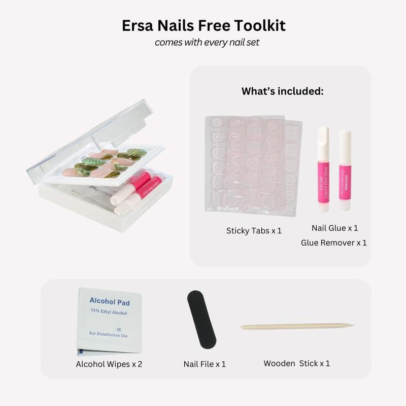 Ersanails Valentine’s Day Press-On Nails Set (10PCS) - Handmade Reusable Acrylic Nails, Salon-Quality Glossy Design